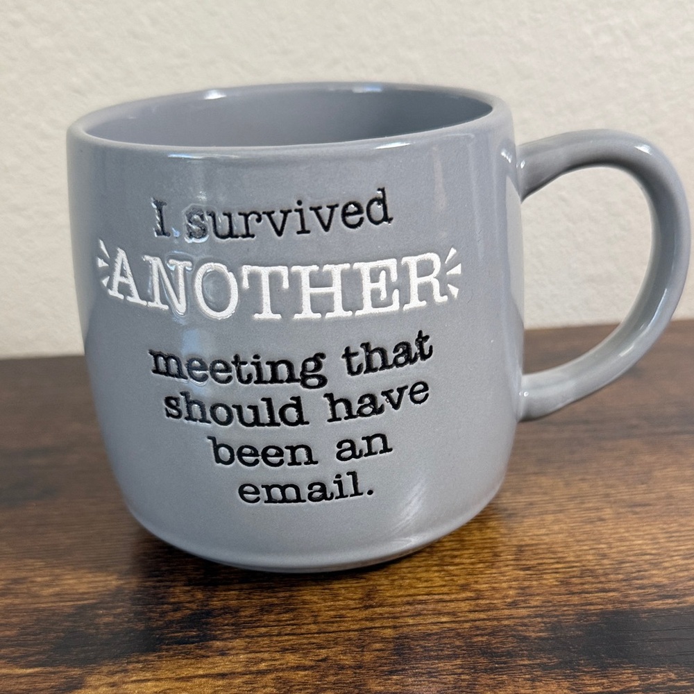 Gray Ceramic Mug with Funny Text